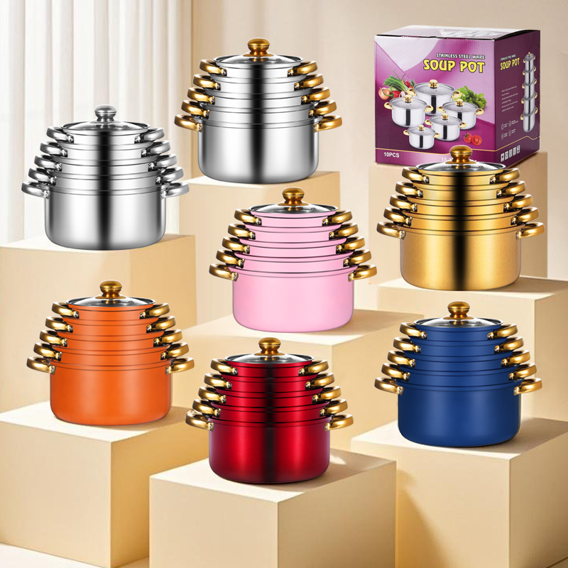 十件套不锈钢套装锅
