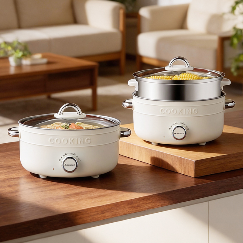 志高圆银双耳电锅